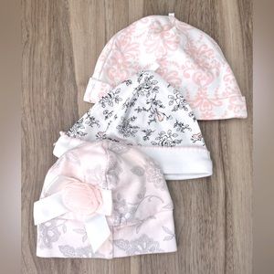 Baby Girl Hats Bows Ruffles Floral Princess Pink White Gray Black Pearls